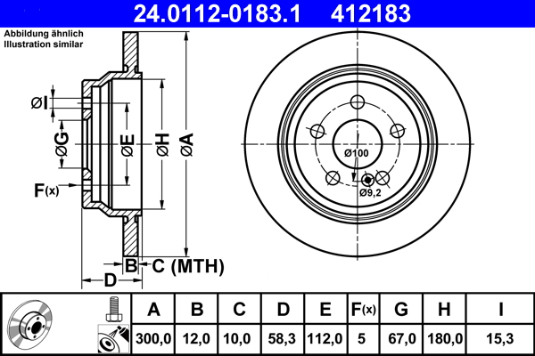 Тормозной диск   24.0112-0183.1   ATE