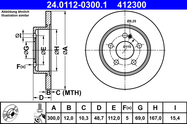 Тормозной диск   24.0112-0300.1   ATE