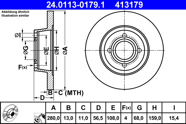 Тормозной диск   24.0113-0179.1   ATE