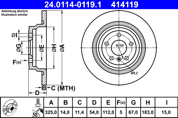 Тормозной диск   24.0114-0119.1   ATE