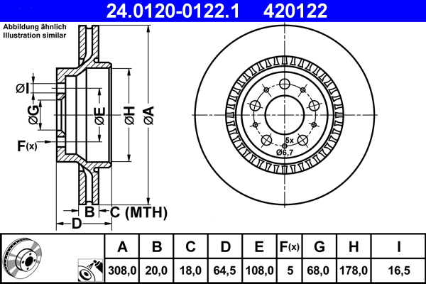 Тормозной диск   24.0120-0122.1   ATE