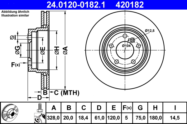 Тормозной диск   24.0120-0182.1   ATE
