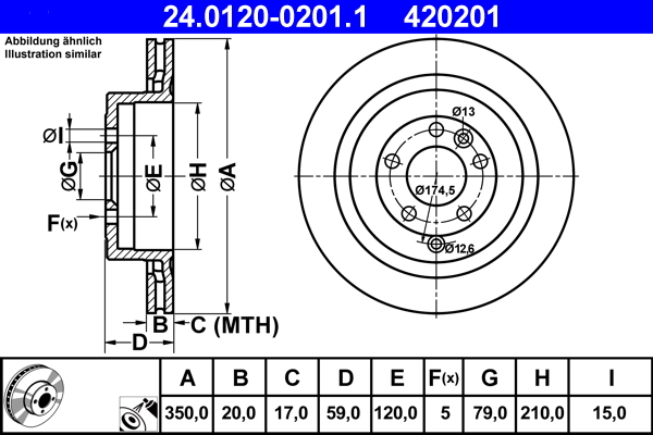 Гальмівний диск   24.0120-0201.1   ATE