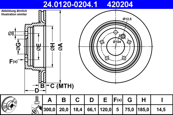 Гальмівний диск   24.0120-0204.1   ATE