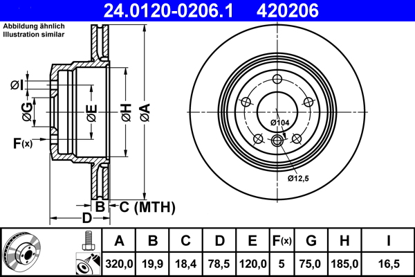 Тормозной диск   24.0120-0206.1   ATE