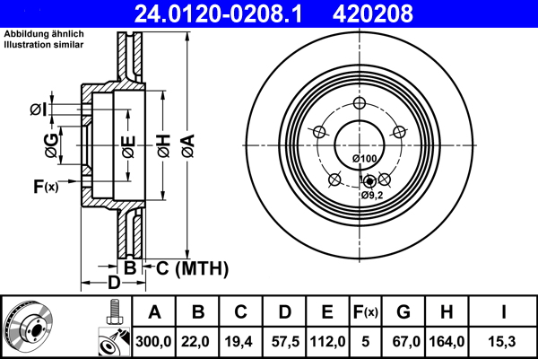 Тормозной диск   24.0120-0208.1   ATE