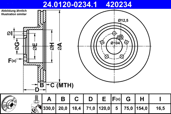 Тормозной диск   24.0120-0234.1   ATE