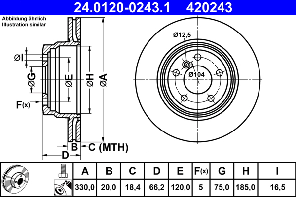 Тормозной диск   24.0120-0243.1   ATE