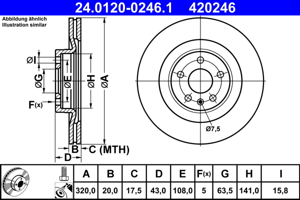 Тормозной диск   24.0120-0246.1   ATE