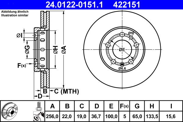 Гальмівний диск   24.0122-0151.1   ATE