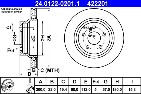 Тормозной диск   24.0122-0201.1   ATE