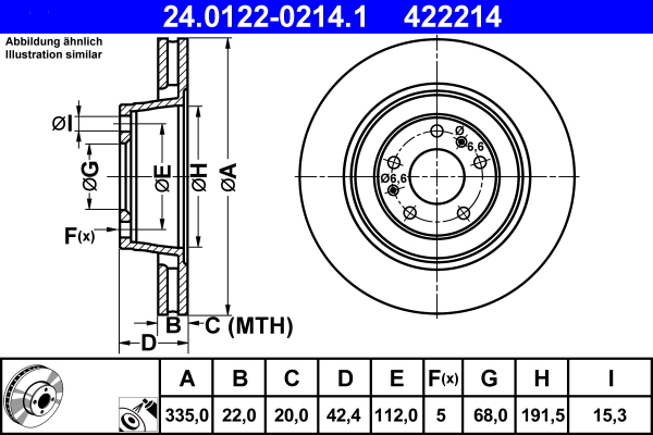 Тормозной диск   24.0122-0214.1   ATE