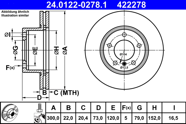 Тормозной диск   24.0122-0278.1   ATE