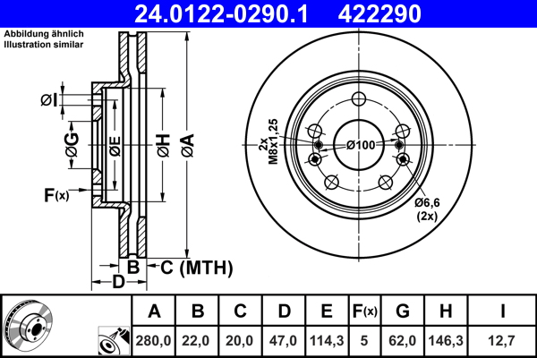 Тормозной диск   24.0122-0290.1   ATE