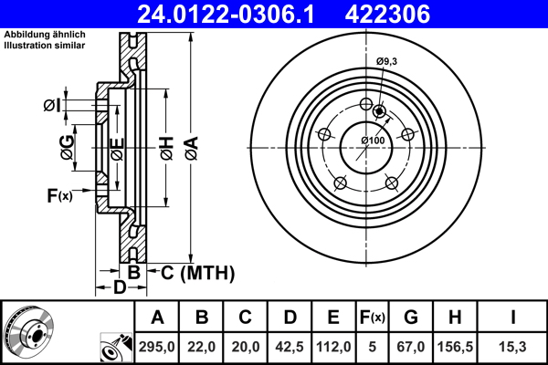 Тормозной диск   24.0122-0306.1   ATE