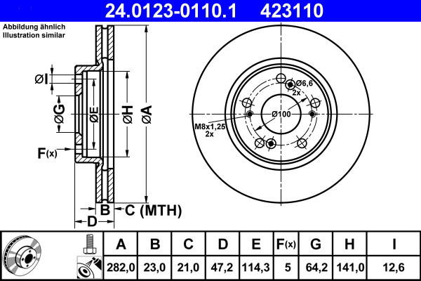 Гальмівний диск   24.0123-0110.1   ATE