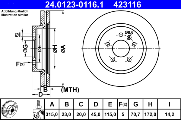 Тормозной диск   24.0123-0116.1   ATE