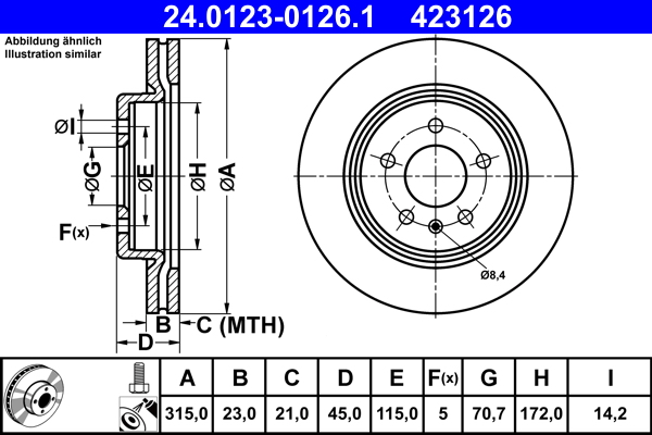 Гальмівний диск   24.0123-0126.1   ATE