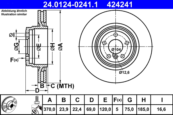 Гальмівний диск   24.0124-0241.1   ATE