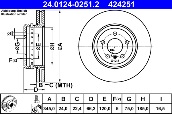 Гальмівний диск   24.0124-0251.2   ATE