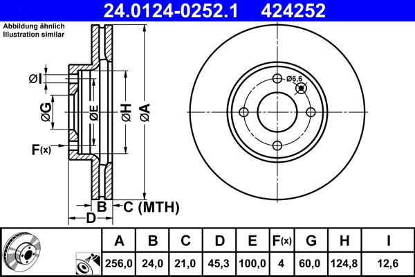 Тормозной диск   24.0124-0252.1   ATE