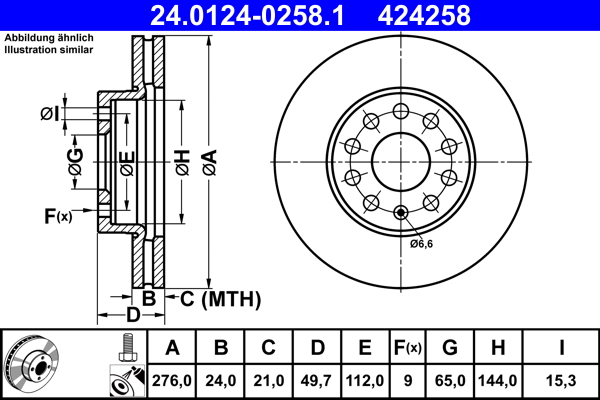 Тормозной диск   24.0124-0258.1   ATE
