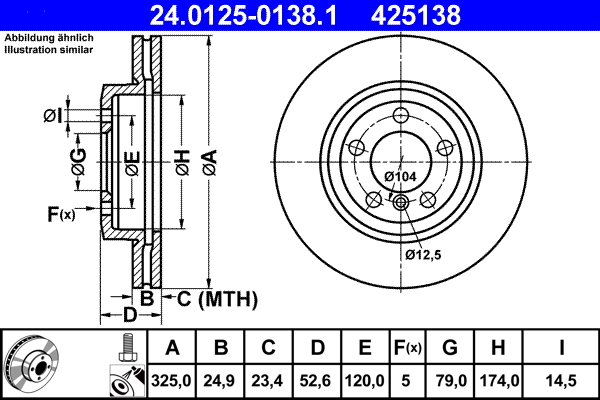 Тормозной диск   24.0125-0138.1   ATE