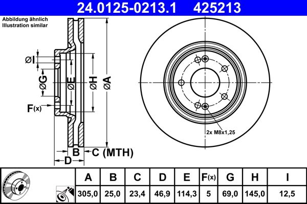 Тормозной диск   24.0125-0213.1   ATE