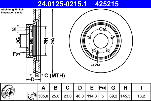 Тормозной диск   24.0125-0215.1   ATE