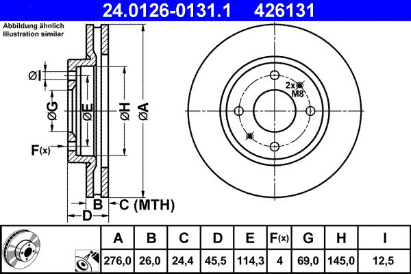 Тормозной диск   24.0126-0131.1   ATE