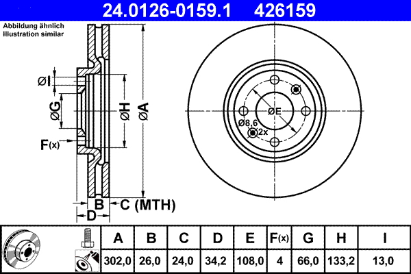 Тормозной диск   24.0126-0159.1   ATE