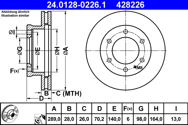 Тормозной диск   24.0128-0226.1   ATE
