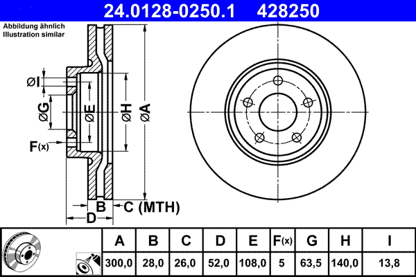 Тормозной диск   24.0128-0250.1   ATE