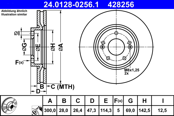 Тормозной диск   24.0128-0256.1   ATE