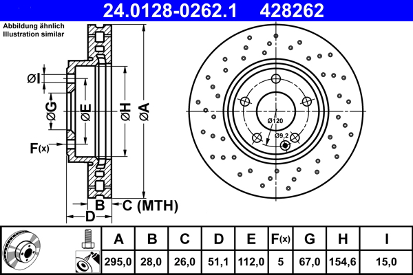 Тормозной диск   24.0128-0262.1   ATE