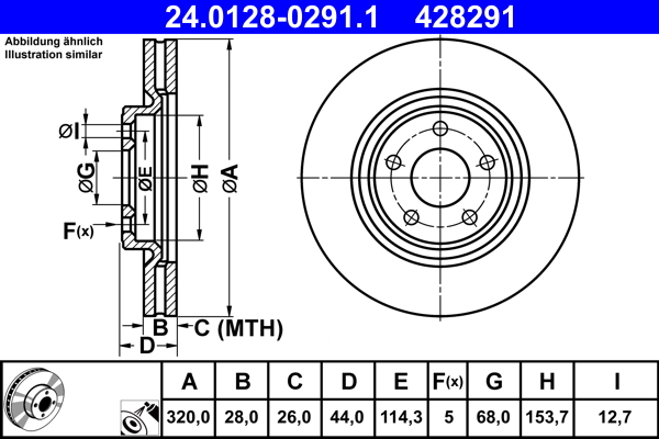 Тормозной диск   24.0128-0291.1   ATE