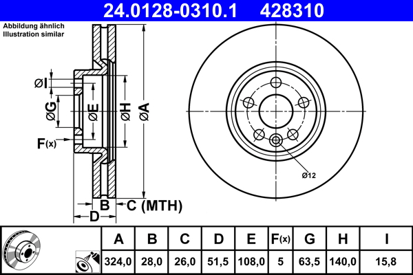 Тормозной диск   24.0128-0310.1   ATE