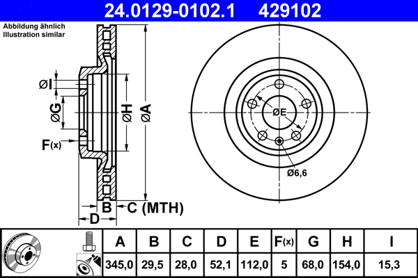 Тормозной диск   24.0129-0102.1   ATE