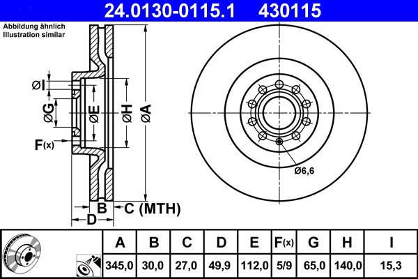 Тормозной диск   24.0130-0115.1   ATE