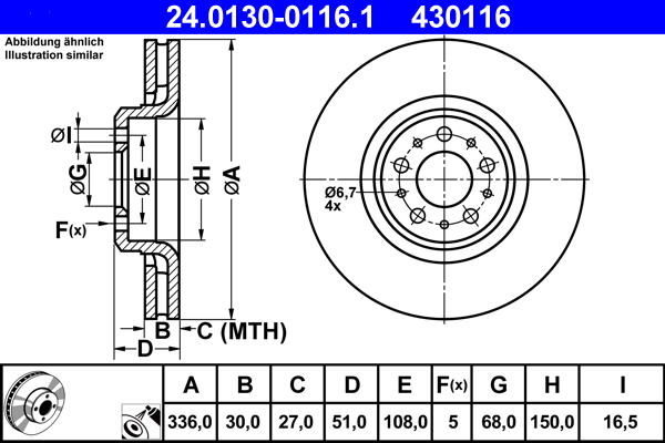 Тормозной диск   24.0130-0116.1   ATE