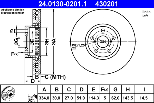 Тормозной диск   24.0130-0201.1   ATE