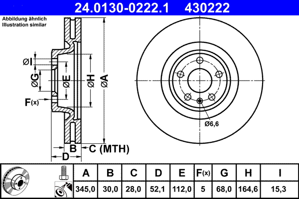 Тормозной диск   24.0130-0222.1   ATE