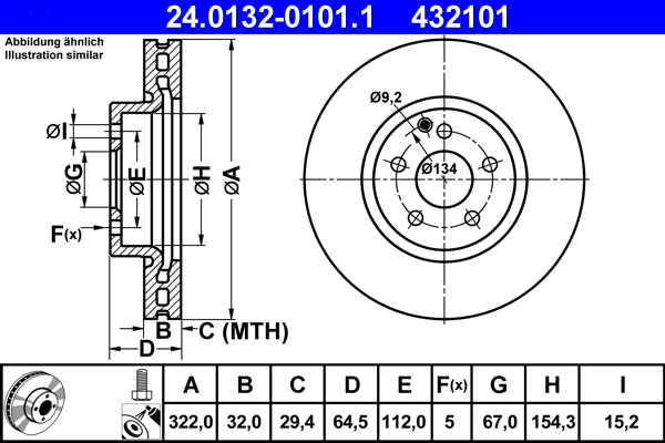 Тормозной диск   24.0132-0101.1   ATE