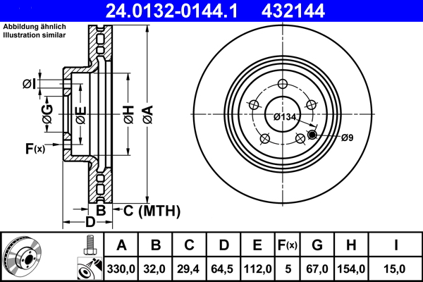 Тормозной диск   24.0132-0144.1   ATE