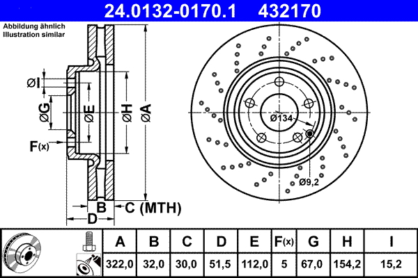 Гальмівний диск   24.0132-0170.1   ATE