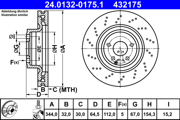 Тормозной диск   24.0132-0175.1   ATE