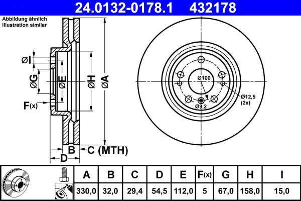 Тормозной диск   24.0132-0178.1   ATE