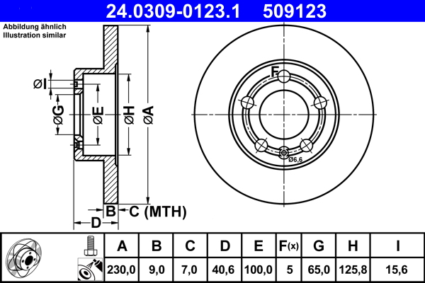 Тормозной диск   24.0309-0123.1   ATE