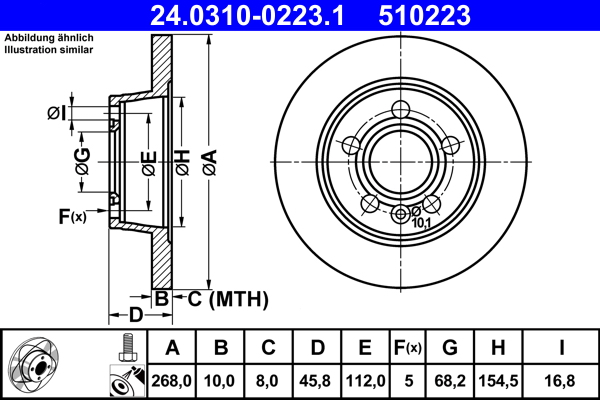 Тормозной диск   24.0310-0223.1   ATE