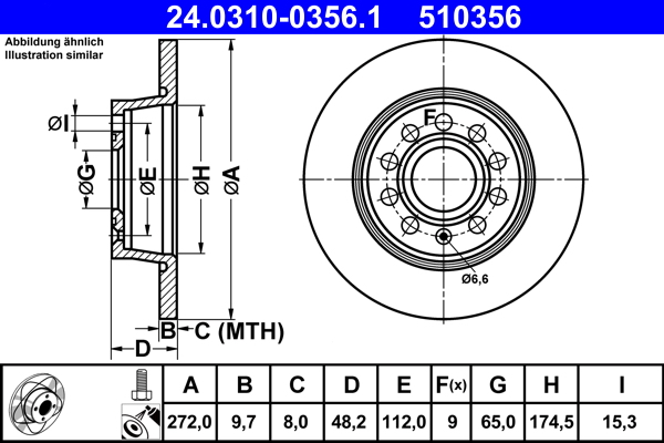 Тормозной диск   24.0310-0356.1   ATE
